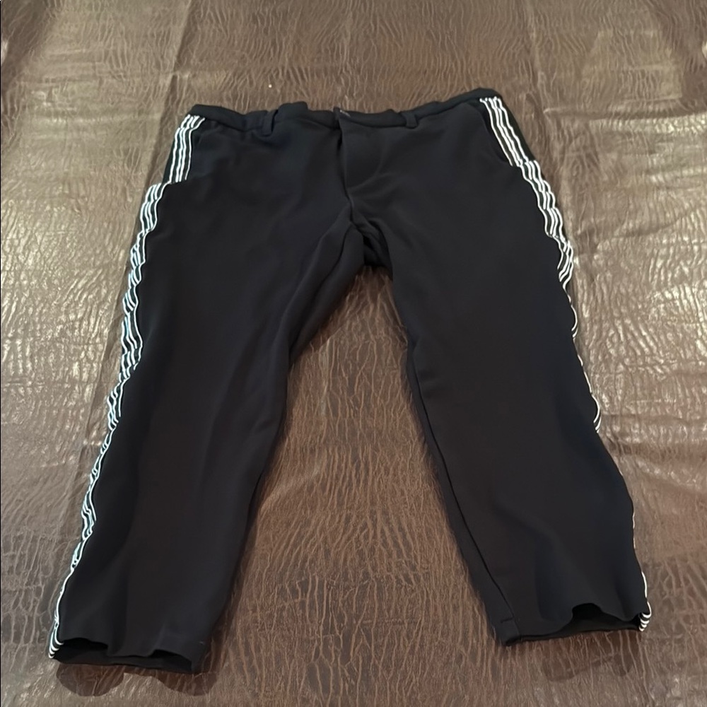 Women’s Black Pants with White Stripes